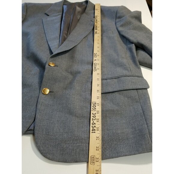 Vintage Bert Pulitzer Mens Sport Coat 50R Wool Blend Blazer Gold Buttons Gray - Picture 9 of 12